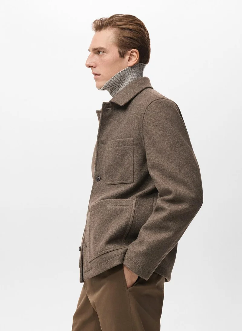 Mango Man  Wool coat with pockets for Men | Best Price UAE